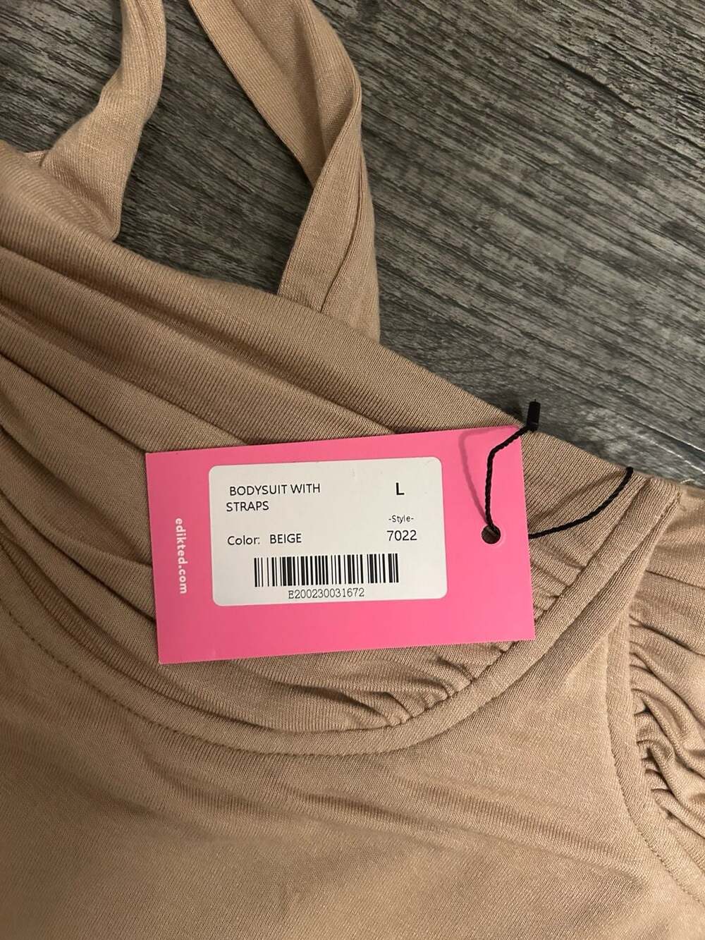Edikted Bodysuit With Straps Beige Size L - Picture 3 of 4
